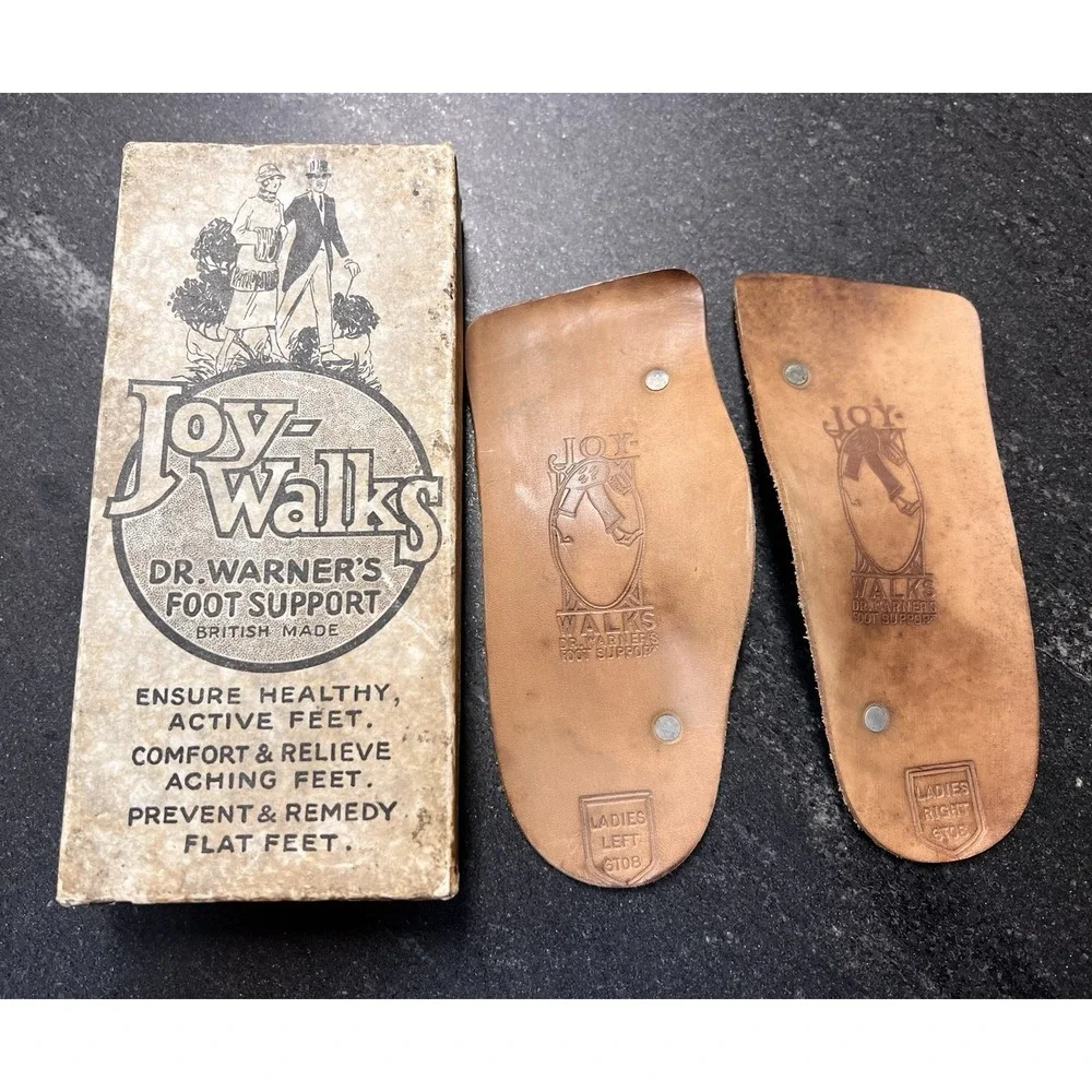 Vtg Joy-Walks Dr Warner Foot Support British‎ Made Ladies 6-8 Leather Orthotic